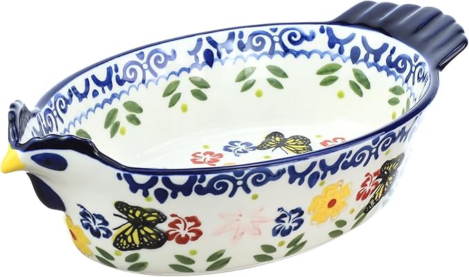 Vintage Butterfly and Flower Pattern Pie Pan,
